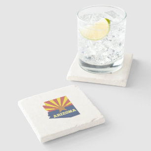 Arizona Shaped State Flag Arizonan Sun Burst Stenen Onderzetter