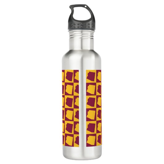 Arizona Silhouette Pattern Maroon and Gold  Waterfles (Achterkant)