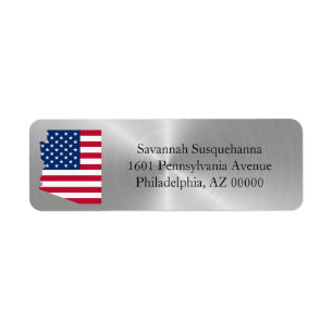 Arizona Silver American Flag Patriotic Etiket