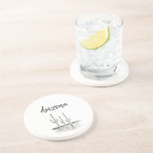 Arizona Simple Black White Desert Cactus Succulent Zandsteen Onderzetter (Zijkant)