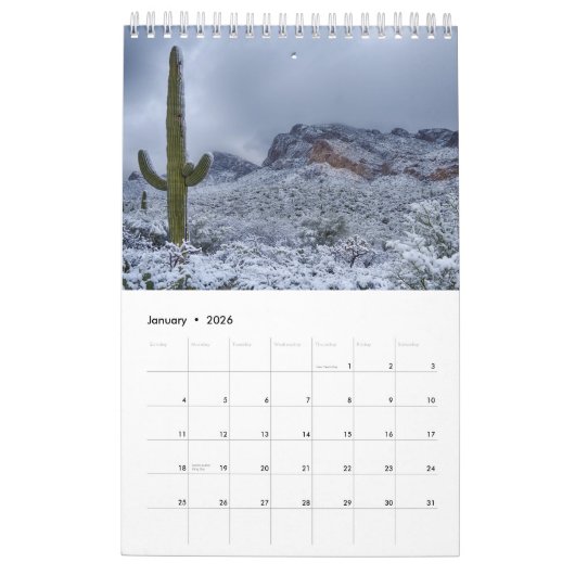 Arizona Skies kleine agenda met één pagina Kalender (Jan 2026)
