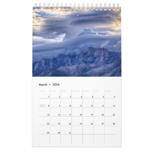 Arizona Skies kleine agenda met één pagina Kalender (Mar 2026)