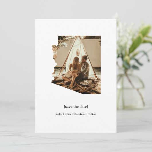 Arizona Sla de datum fotokaart op Save The Date (Staand voorkant)