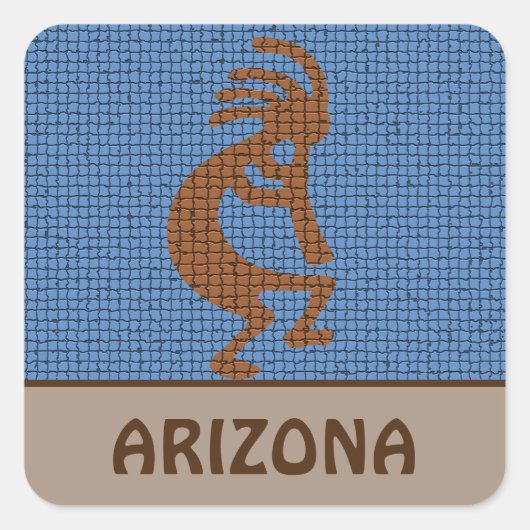 Arizona Southwest Mosaic Musical Kokopelli Vierkante Sticker (Voorkant)