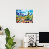 Arizona Spring Flowers Waterverf Landschap Poster (Thuiskantoor)