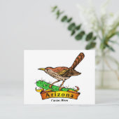 Arizona St. Flower Cactus Wren Briefkaart (Staand voorkant)