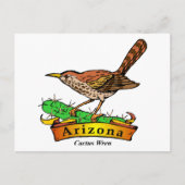 Arizona St. Flower Cactus Wren Briefkaart (Voorkant)