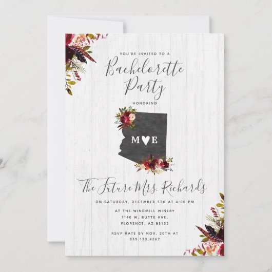 Arizona Staat Bloemen Bachelorette Party Uitnodigi Kaart (Voorkant)