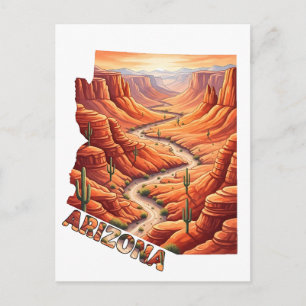 Arizona Staat Vorm Vintage Reis Kloof  Briefkaart
