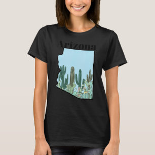 Arizona Staatkaart Cactus Tuin T-shirt