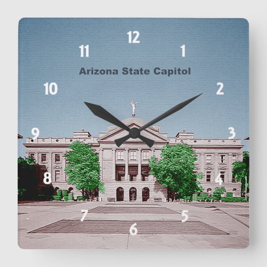Arizona State Capitol Ingekleurd Kleurrijk gemaakt Vierkante Klok (Voorkant)