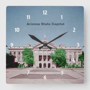 Arizona State Capitol Ingekleurd Kleurrijk gemaakt Vierkante Klok