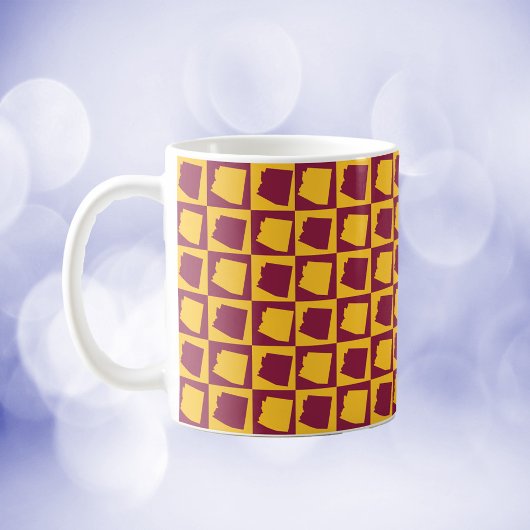 Arizona state checkerboard maroon and gold pattern koffiemok