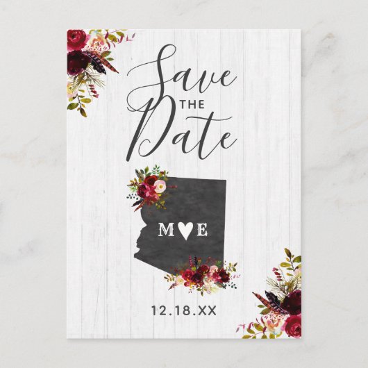 Arizona State Destination Rustic Save the Date Aankondigingskaart (Voorkant)