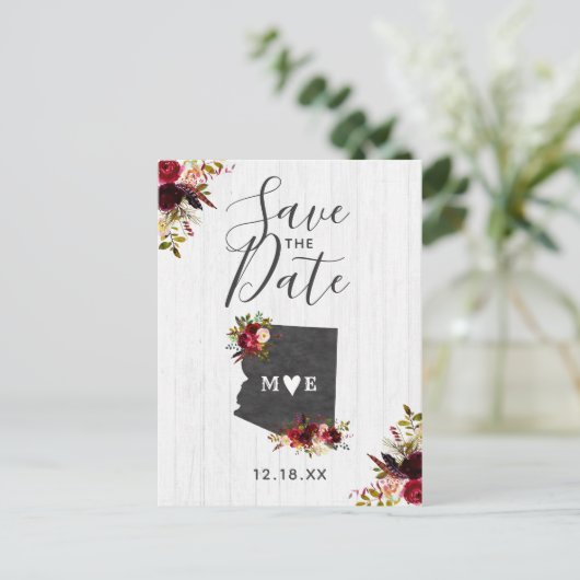 Arizona State Destination Rustic Save the Date Aankondigingskaart (Staand voorkant)