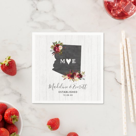 Arizona State Destination Rustic Wedding Monogram Servet (Insitu)