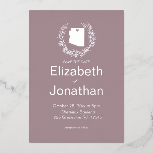 Arizona State Destination Wedding Silver Folie Uitnodiging (Voorkant)