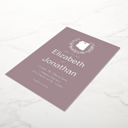 Arizona State Destination Wedding Silver Folie Uitnodiging (Gedraaid)