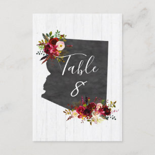 Arizona State Destination Wedding Table Numbers Kaart