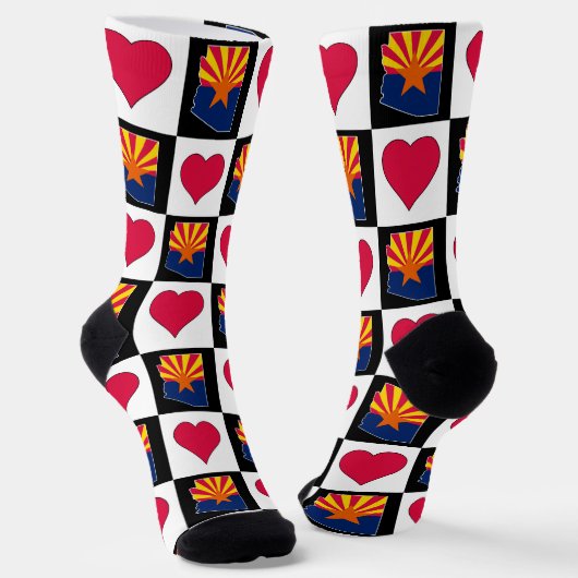 Arizona State Flag Map Heart Pattern Fun Arizonan Sokken (Gebogen)