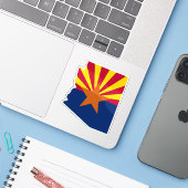 Arizona State Flag Retro Sunset Desert Vibes Sticker (Laptop met iPhone)