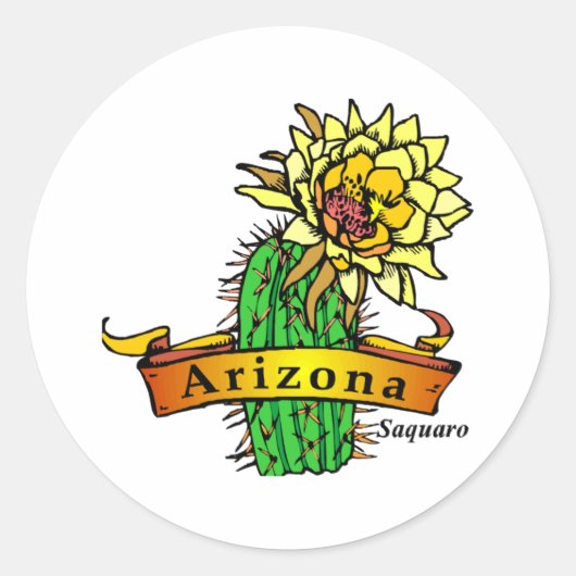 Arizona State Flower - Saguaro Ronde Sticker (Voorkant)
