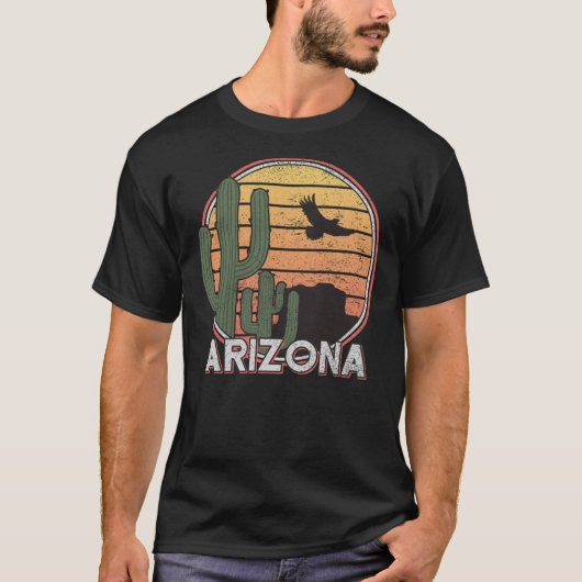 Arizona State Gift Souvenir Retro Arizona Cactus T-shirt (Voorkant)