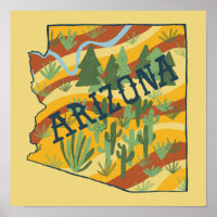 Arizona State Illustrated Map