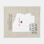 Arizona State Love Home Sweet Home Custom Map Fleece Deken (Voorkant (Horizontaal))