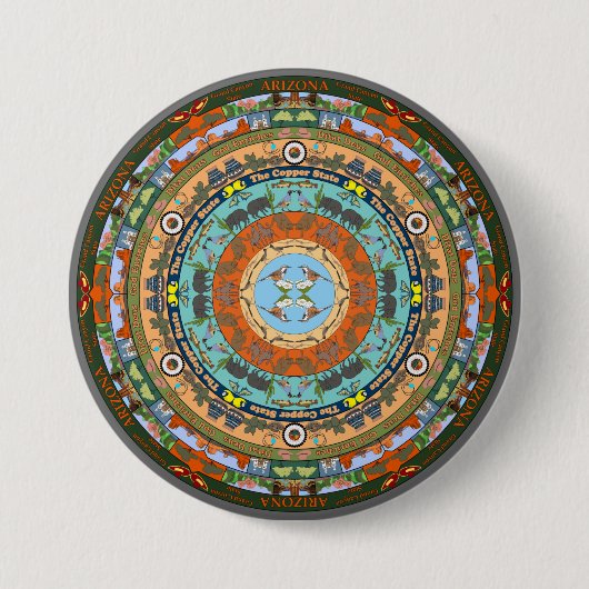 Arizona State Mandala Pin Ronde Button 7,6 Cm (Voorkant)