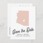 ARIZONA State Map Destination Wedding - ENIGE KLEU Aankondigingskaart (Voorkant / Achterkant)