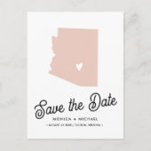 ARIZONA State Map Destination Wedding - ENIGE KLEU Aankondigingskaart (Voorkant)