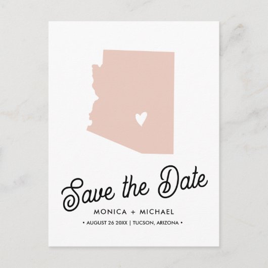 ARIZONA State Map Destination Wedding - ENIGE KLEU Aankondigingskaart (Voorkant)