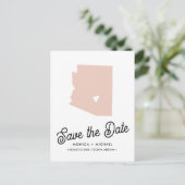 ARIZONA State Map Destination Wedding - ENIGE KLEU Aankondigingskaart (Staand voorkant)