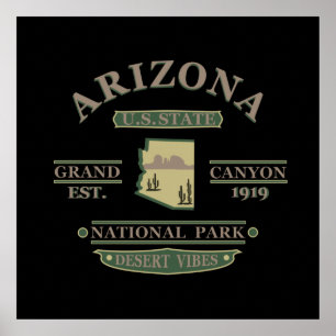arizona state map poster
