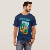 Arizona State Map Shape with Cactus Flower Desert T-shirt (Voorkant volledig)