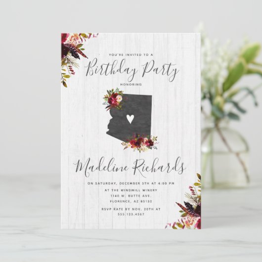 Arizona State Rustic Verjaardagsfeest Uitnodiging (Staand voorkant)