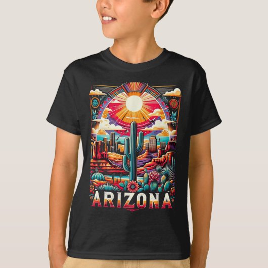 Arizona State Shirt Az Retro Desert Cactus familie (Voorkant)
