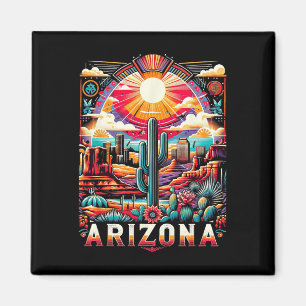 Arizona State Shirt Az Retro Desert Cactus familie Magneet