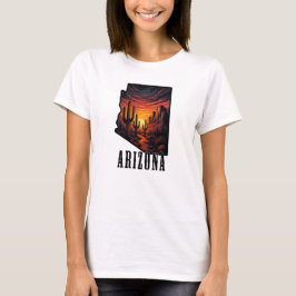 Arizona State Tattoo Style Desert Sunset $ Cactus T-shirt