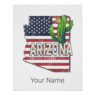 Arizona State Verenigde Staten Retro Kaart  Vereni Perfect Poster