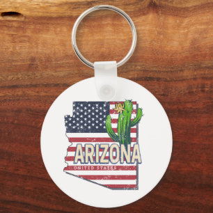 Arizona State Verenigde Staten Retro Kaart Vereni Sleutelhanger
