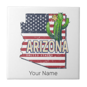 Arizona State Verenigde Staten Retro Kaart  Vereni Tegeltje