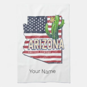 Arizona State Verenigde Staten Retro Kaart Vereni Theedoek