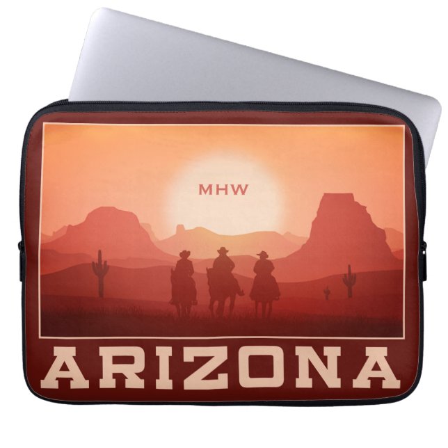 Arizona Sunset aangepaste monogram laptophoezen Laptop Sleeve (Voorkant)