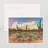 Arizona Sunset Cactus Foto Briefkaart (Voorkant / Achterkant)