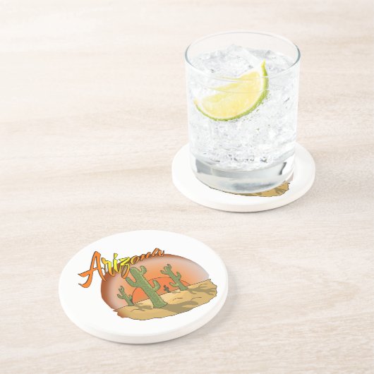 Arizona Sunset Cactus Zandsteen Onderzetter (Zijkant)