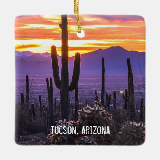 Arizona Sunset Desert Cactus Keramisch Ornament (Voorkant)