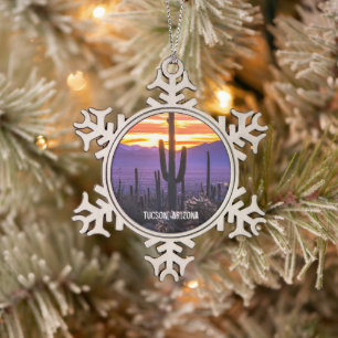 Arizona Sunset Desert Cactus Tin Sneeuwvlok Ornament