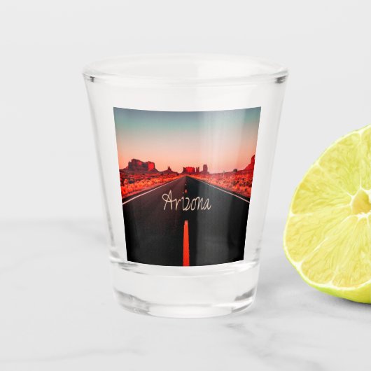 Arizona Sunset Desert Red Rocks Shot Glas (Voorkant)